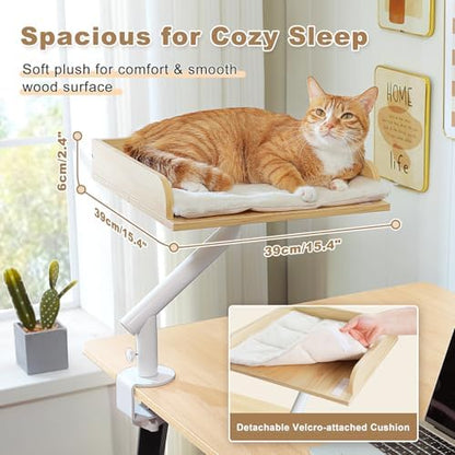 PAWZ Road Cat Desk Bed 360°Rotating Supports to 50 Lbs Cozy Nest for Desk