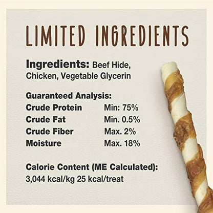 Cadet Gourmet Beef Hide & Chicken Twists Dog Treats, 6 Count, 8"