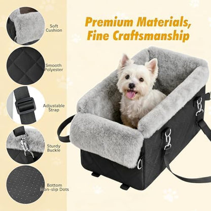 VavoPaw Center Console Dog Car Seat for Small Dogs&Cats Under 12 LBS