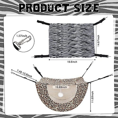 Unittype 2 Pieces Cat Cage Hammock Hanging Pet Bed, 2 Styles, Leopard