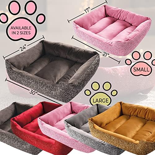 Sparkles Home Pet Bed, Sparkling Rhinestones, Soft, Comfortable Velvet, for Lounging Dogs, Cats, Pets, Gold, Small, Sold Individually