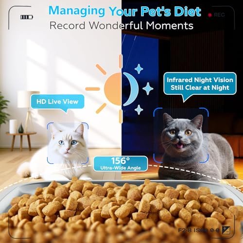 TYM Automatic Cat Feeder with Camera, 5G WiFi Food Dispenser for Small Pets