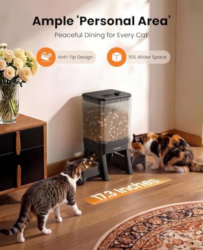 oneisall Automatic Cat Feeder for 2 Cats Pets, 32 Cups/7L