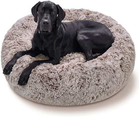 JOLLYVOGUE Dog Beds Large Sized Dog, Calming Anti-Anxiety Dog Bed, Fluffy Donut Cushion for Extra Large Pets (45")