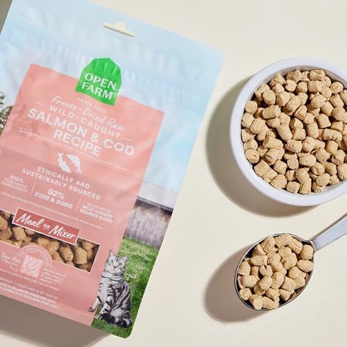 Open Farm Salmon & Cod Recipe Freeze Dried Raw Morsels for Cats, 3.5oz