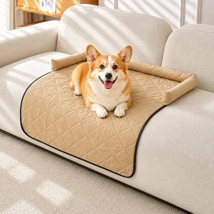 Cooling Dog Bed Mats with Neck & Head Support, 35.43 x31.5 inch Khaki
