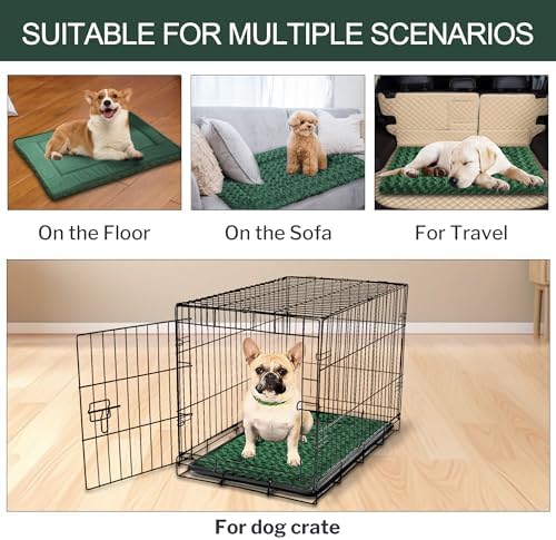Dog Crate Pad Washable Cat Dog Pet Bed for Crate kennel Small Mat 24inGreen