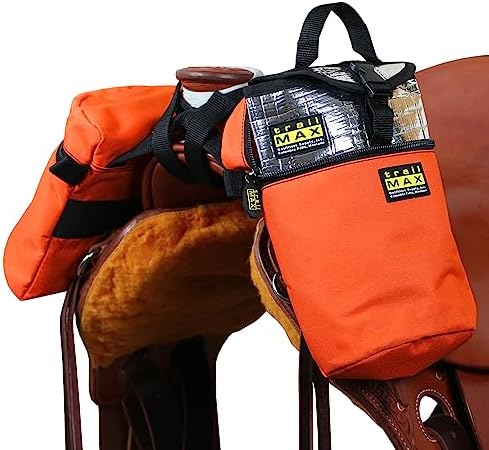 TrailMax Horse Horn Bags for Trail Riding – Medium & Large Western Saddle Horn Bags for Horses & Mules, Insulated Trail Gear with Secure Fit & Grab-and-Go Liners, Medium, Orange