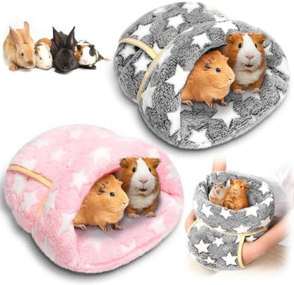 Wenqik 2 Pcs Guinea Pig Fleece Hideouts, Gray, Light Pink, Pentagram
