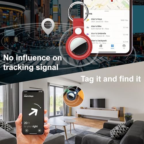 Compatible with AirTag Holder Case with Keychain, 4 Pack Protective Cases Cover Tags GPS Tracker Item Tag Finders Accessories for Keys, Bags, Luggage（Black/White/Red/Blue）