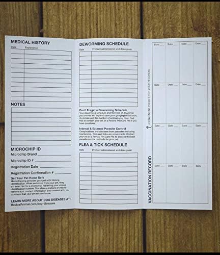 Revival Animal Health, Dog Health Record Booklets, Track Vaccinations, Exams, Deworming & Treatments – Veterinary Record Keeper, Customizable & Compact Format for Pet Owners, Shelters & Vets, 25 Pack