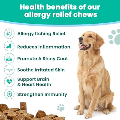 VUN Dog Allergy Relief Chews,Itchy Skin & Coat Relief,Paw Licking Support