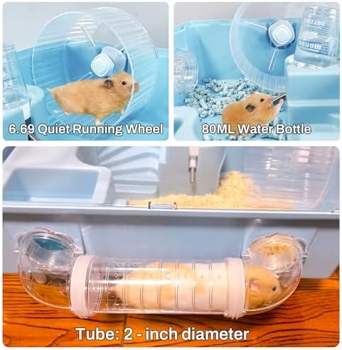 Tfwadmx Acrylic Dwarf Hamster Cage Small Animal Cage Mouse Habitat,Blue