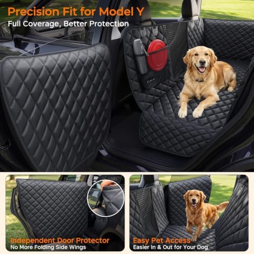 URPOWER Dog Car Seat Cover for Back Seat, Waterproof Hammock for Model Y