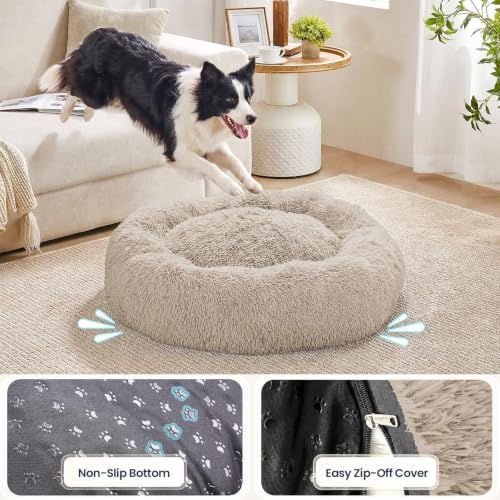 JOLLYVOGUE Washable Dog Bed Medium Size Dog, 31 Inch Donut Medium Pet Bed