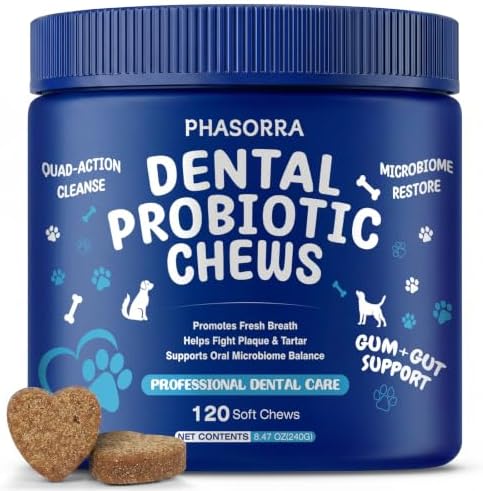 Dog Teeth Cleaning Dental Breath Probiotic Powder Chews, 120 Ct