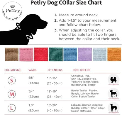 Soft Corduroy Fibric Dog Collar with High Grade Metal Buckle, for Small Dogs.(Purple,Small:10-15")