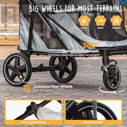 CANINE CANYON All-Terrain Pet Stroller for Large & Medium Dogs