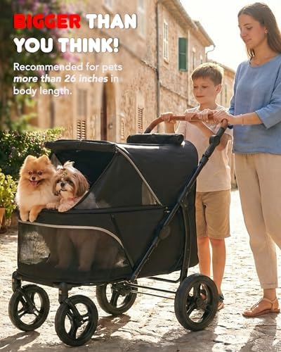Zoosky Pet Stroller for Large Dogs up to 110lbs, Large Pet Stroller