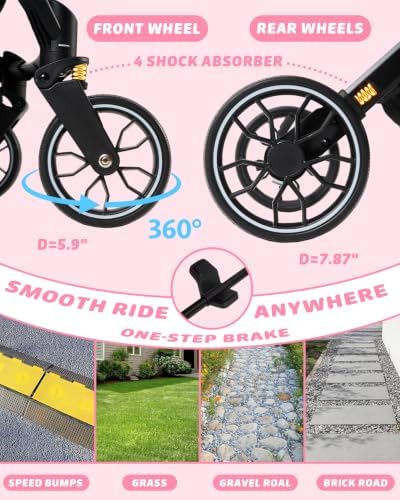 HITTITE Pet Stroller with Weatherproof Cover, All-Terrain 4-Wheel Cat & Dog Stroller with Adjustable Canopy, Foldable Dog Strollers with Storage Basket for Small to Medium Dogs Up to 55 lbs.