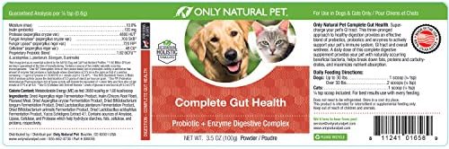 Only Natural Pet Complete Gut Health Complex - Probiotics & Digestive Enzyme Supplement for Dogs & Cats - Promotes Healthy Digestion, Immune System, Nutrient Absorption - Made in USA -3.5oz Powder