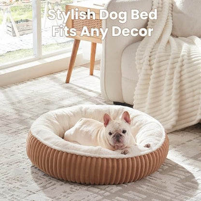 30 inches Calming Donut Dog Bed for Medium Dogs,Mocha