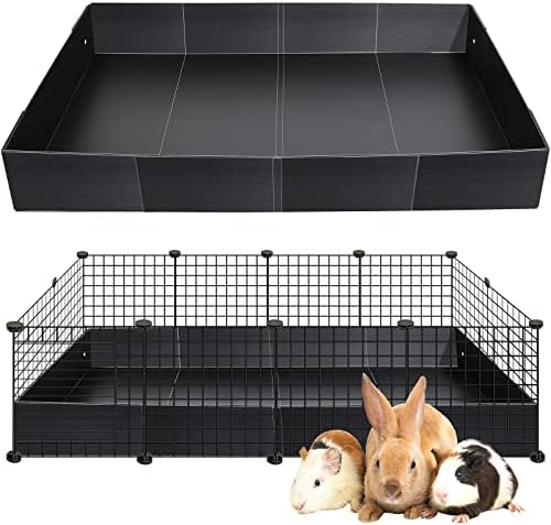 Geelin 55 × 27 Inches Black Corrugated Plastic Cage Liners Base 2 x 4 Panel Size Guinea Pig Cage Liner Waterproof Mat Hedgehogs Rabbits Bunny Small Animals Tray