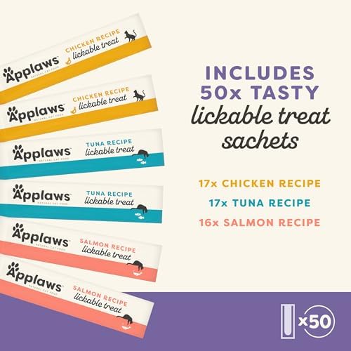 Applaws 3-Flavor Variety Lickable Cat Treats 50-Pack 0.5 oz Sachets