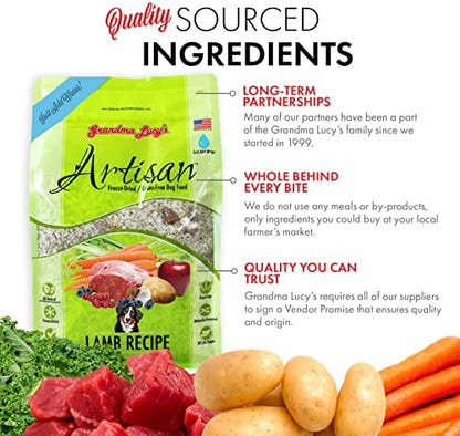 Grandma Lucy's Artisan Dog Food, Grain Free and Freeze-Dried - Artisan Lamb, 10Lb Bag