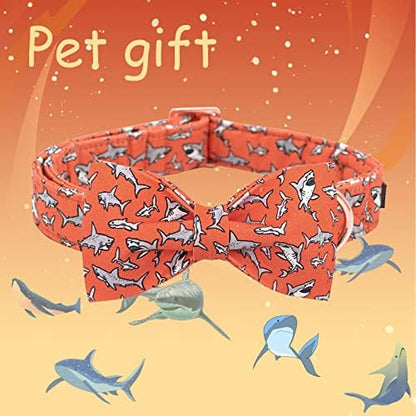 Lionheart Glory Shark Print Bow Dog Collar - Adjustable for Small Dogs