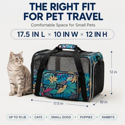 BAGLHER Pet Travel Carrier for Small Medium Cats & Dogs, Airline Approved Soft Sided