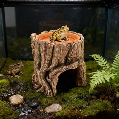 Reptile Hide Cave Resin, 2 in 1 Reptile Hideout Cave and Water Tray
