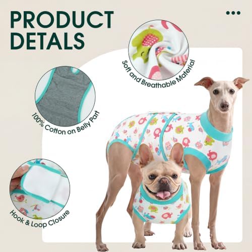 Kuoser Dog Recovery Suit, Female Male Spay Neuter Surgery Suit, Elephant, S