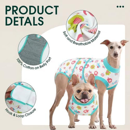 Kuoser Dog Recovery Suit, Female Male Spay Neuter Surgery Suit, Elephant, S