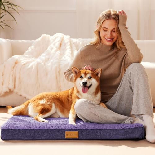 Patas Lague Orthopedic Large Dog Bed Washable Pet Sofa Mat 36''X24''Purple