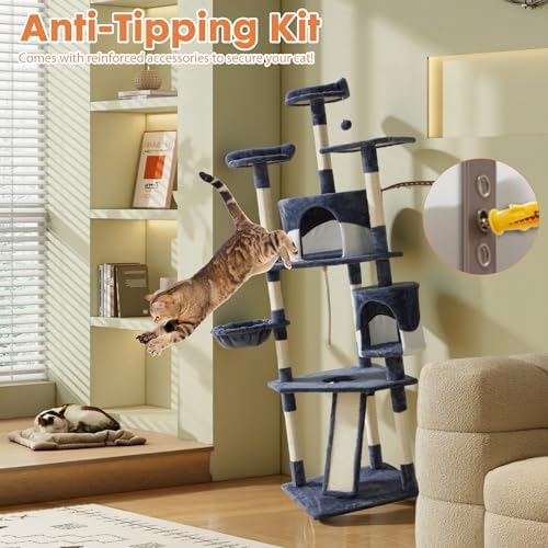 DUMOS Tall 79in Cat Tree Tower with Scratching Posts, Indoor Cats Use