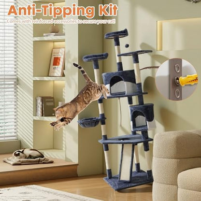 DUMOS Tall 79in Cat Tree Tower with Scratching Posts, Indoor Cats Use