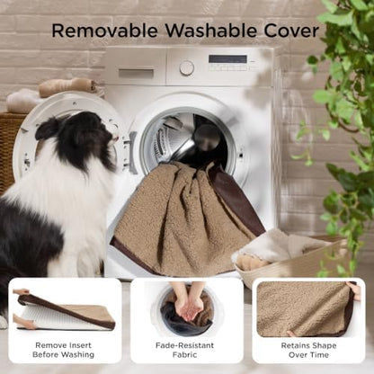 Bedsure Washable Dog Bed Medium Size Dog with Comfy Sherpa, 30x20in Brown
