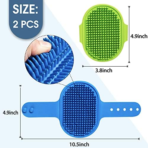 Dog Grooming Brush, Lilpep Pet Shampoo Bath Brush Soothing Massage Rubber Comb with Adjustable Ring Handle for Long Short Haired Dogs and Cats (Blue+Green, pack of 4)