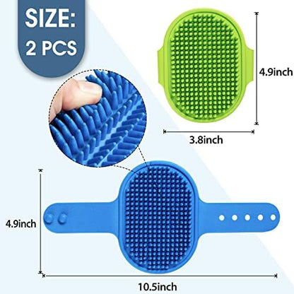 Dog Grooming Brush, Lilpep Pet Shampoo Bath Brush Soothing Massage Rubber Comb with Adjustable Ring Handle for Long Short Haired Dogs and Cats (Blue+Green, pack of 4)