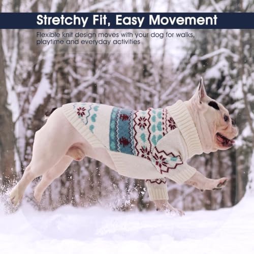 IECOii Dog Sweater for Small & Medium Dogs, Warm Christmas Dog Turtleneck,L