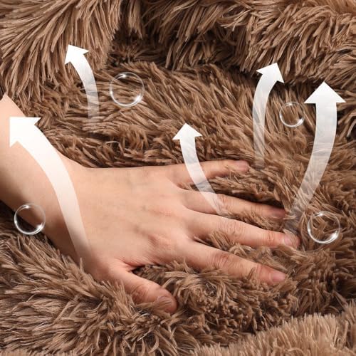 NOYAL Calming Donut Dog Bed, Hooded Cave with Blanket