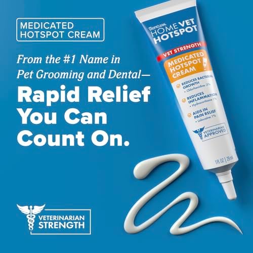 TropiClean HomeVet Medicated Cream, Hot Spot Treatment for Dogs, 1oz