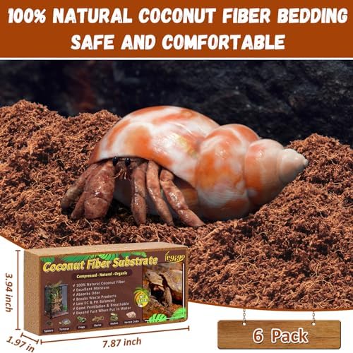 Legigo 6 Pack Coconut Fiber Substrate, Natural Coco Coir Reptile Bedding
