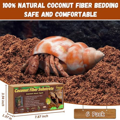 Legigo 6 Pack Coconut Fiber Substrate, Natural Coco Coir Reptile Bedding