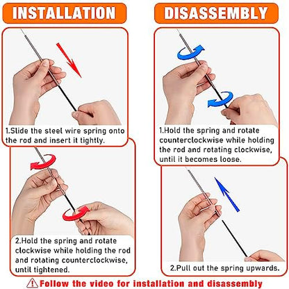 JXFUKAL 2025 Latest Cat Toys, 2 in 1 Spring Cat Wand Toy with 2PCS Ultra-Long Cat Teaser, 4PCS Spring Steel Wire & 5PCS Feather Refills for Kitty Kitten Indoor Cats Accessories