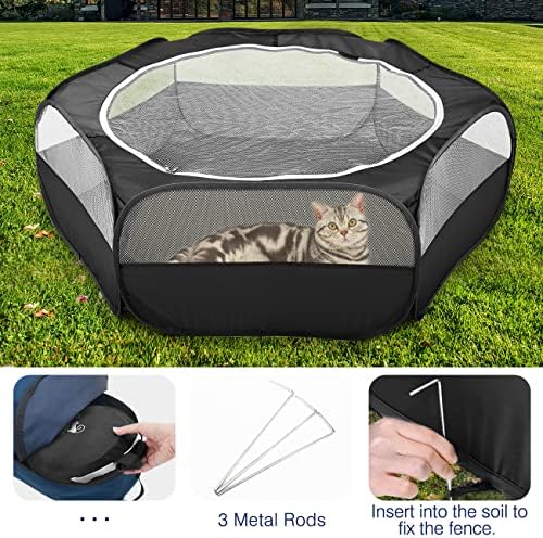 Pawaboo Small Animal Playpen with Zippered Cover, Black