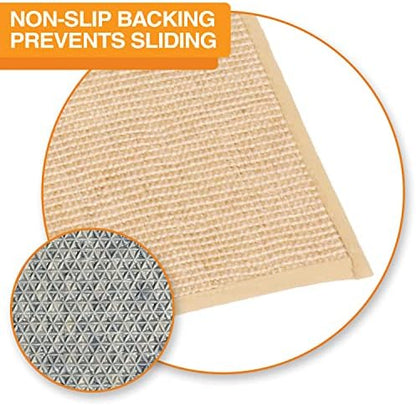 Neater Pets Jute Cat Litter Trapping Mat - Catches Spilled Litter Mess from Kitty Litter Box to Protect Floors, Soft on Cats Paws, Anti-Skid Backing, Easy to Clean, Beige, 24" x 36"