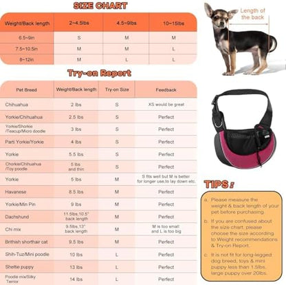YUDODO Pet Sling Carrier for 5-9 lbs Small Dogs Cat Puppy Crossbody Carrier