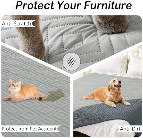 hyha Waterproof Reversible Dog Blanket, Pet Blanket for Sofa Couch